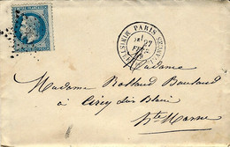 1869- Lettre De PARIS /  MINISTERE DES FINANCES    Affr. N° 29 Oblit. étoile 28 - 1849-1876: Klassieke Periode
