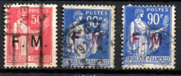Yvert Franchise Militaire N° 7, 8 Et 9 - Type Paix 50c 65c Et 90c - Military Postage Stamps