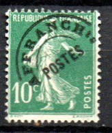 Préoblitéré N° 51e - 10c Type Semeuse Camée Vert T Surélevé - 1893-1947