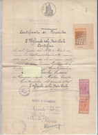 CERTIFICATO DI NASCITA 1942 - Comune Di Civitavecchia Con Marche  Comunali E Concessioni Governative -.- - Manuscripts