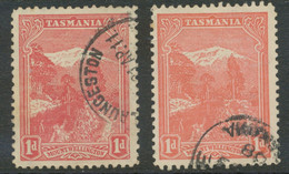 TASMANIA 1899 Mount Wellington 1 D Carmine 2 Superb Used Stamps Different Shades - Gebruikt