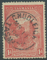 TASMANIA 1902 1 P Wellington Peak, CDS "CHUDLEIGH" MAJOR VARIETY: INVERTED WMK - Gebruikt