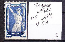 TIMBRE . . . . . . . . . FRANCE 1924 N° 186 JEUX OLYMPIQUES - Nuovi