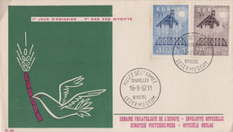 Enveloppe   FDC   1er   Jour  BELGIQUE   Paire  EUROPA   Musée  De  L' Armée   BRUXELLES    1957 - 1957