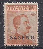 COLONIE ITALIANE SASENO 1923 FRANCOBOLLI D'ITALIA DEL 1901-22  SOPRASTAMPATI SASS. 3 MLH VF - Saseno