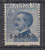 COLONIE ITALIANE SASENO 1923 FRANCOBOLLI D'ITALIA DEL 1901-22  SOPRASTAMPATI SASS. 4 MNH XF - Saseno