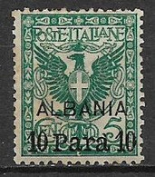 REGNO D'ITALIA LEVANTE EMISSIONI PER LA SOLA ALBANIA 1902 SOPRASTAMPATI SASS. 1 MNH XF - Albania