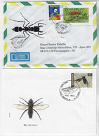 Slovenia 2002 FDC Cover Postmark Stamp Fossil Insect Wing + Brazil 2013 Cover Postmark Stamp Ant - Andere