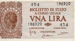 ITALIA 1 LIRA 1944 P-29b  AUNC - Italia – 1 Lira