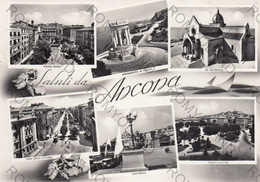 CARTOLINA  SALUTI DA ANCONA,MARCHE,STORIA,CULTURA,IMPERO ROMANO,BELLA ITALIA,MEMORIA,RELIGIONE,VIAGGIATA 1955 - Ancona