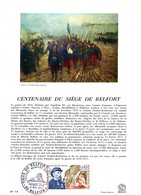 " 100 ANS DU SIEGE DE BELFORT " Sur Encart 1er Jour De 1970. N° YT 1660. Parfait  état. FDC - Militaria