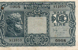 ITALIA 10 LIRE 1944 P-32c   VF+ - Italië – 10 Lire