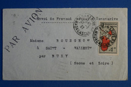 N25 MADAGASCAR BELLE LETTRE 1937 PAR AVION TANANARIVE POUR BUXY FRANCE+ AFFRANCH. PLAISANT - Briefe U. Dokumente