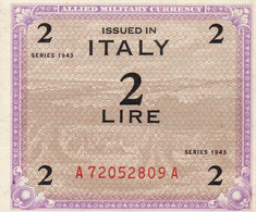 ITALIA  2  LIRE  1943 P-M11  UNC - Occupazione Alleata Seconda Guerra Mondiale