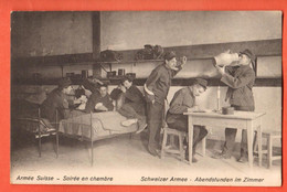 ZMB-10  SCHWEIZER ARMEE SUISSE  Abendstunden In Zimmer Soirée En Chambre.Militaires Militär.1910 Cachet Colombier - Colombier