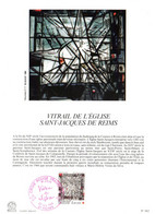 " CROIX ROUGE 1986 : VITRAIL DE L'EGLISE SAINT-JACQUES DE REIMS " Sur Encart 1er Jour. N° YT 2449. Parfait état FDC - Cruz Roja