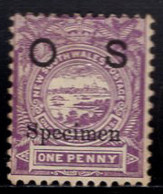 New South Wales (1888) 2p View Of Sydney Official Overprinted SPECIMEN. Scott No O24. - Mint Stamps