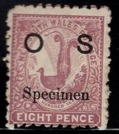 New South Wales (1888) 6p Lyrebird Official Overprinted SPECIMEN. Scott No O28. - Mint Stamps