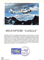 ✅ " HELICOPTERE GAZELLE " Sur Encart 1er Jour De 1974. N° YT 1805. Parfait état FDC - Helicopters