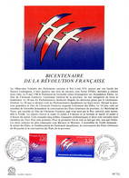 &#9989; BICENTENAIRE DE LA REVOLUTION FRANCAISE Sur Encart 1er Jour De 1989. N°YT 2560 + Timb. D'Andorre Parft état FDC - Franse Revolutie