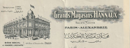 Egypt - 1936 - Rare - Vintage Document "Letter" - ( HANNAUX - Grands Magasins - Alex. - Paris ) - Briefe U. Dokumente