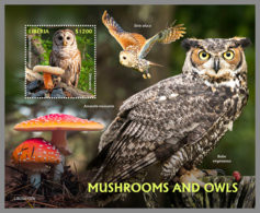 LIBERIA 2020 MNH Owls Eulen Hiboux Mushrooms S/S - OFFICIAL ISSUES - DH2012 - Hiboux & Chouettes