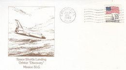 1985 USA  Space Shuttle Discovery STS-51G Mission And Landing  Commemorative Cover - América Del Norte