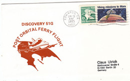 1985 USA  Space Shuttle Discovery STS-51G Mission And Post Orbital Ferry Flight  Commemorative Cover - América Del Norte