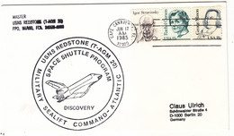 1985 USA  Space Shuttle Discovery STS-51G Mission And USNS Redstone (TGM-20) Commemorative Cover - America Del Nord