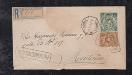 Uruguay 1884 Registered Uprated Stationery Envelope TACUAREMBO To MONTEVIDEO - Uruguay