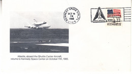 1985 USA  Space Shuttle Atlantis STS-51J Mission And Aborad The Shuttle Carrier Aircraft Commemorative Cover - America Del Nord