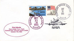1985 USA  Space Shuttle Atlantis STS-51J Mission And Post Orbital Ferry Flight Commemorative Cover - America Del Nord