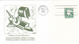 1985 USA  Space Shuttle Discovery STS-51D Mission And Mission Control Houston Commemorative Cover - América Del Norte