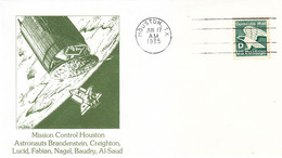 1985 USA  Space Shuttle Discovery STS-51G Mission And Mission Control Houston Commemorative Cover - America Del Nord