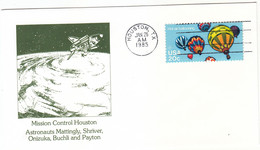 1985 USA  Space Shuttle Discovery STS-51C Mission And Mission Control Houston Commemorative Cover - America Del Nord