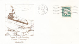 1985 USA  Space Shuttle DISCOVERY STS-51I Mission And Landing  Commemorative Cover - América Del Norte