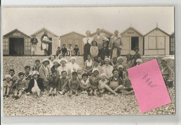 80 Somme Ault Cabines De Bains Nommées Enfants Groupe Plage  Carte Photo - Ault