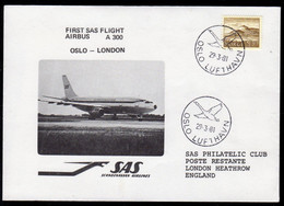 Norway 1981 First SAS Flight Airbus A300 Oslo - London - Storia Postale