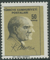 TÜRKEI 1965 Atatürk 50 K Schwarz/gelb Postfr ABART Schwarzdruck Stark Verschoben - Unused Stamps