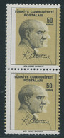 TÜRKEI 1965 Atatürk 50 K Schwarz/gold Postfr. Paar ABARTEN: PASSERVERSCHIEBUNG - Neufs