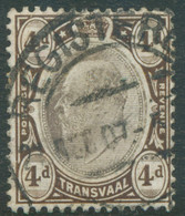 TRANSVAAL 1907, King EVII 4 D Chalk Surfaced Paper Suber Used With Uncommon „REGISTERED“ Cancel - Transvaal (1870-1909)