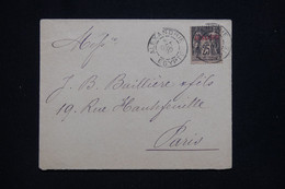 ALEXANDRIE - Enveloppe De Alexandrie Pour Paris En 1900, Affranchissement Sage Surchargé - L 93248 - Covers & Documents