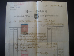 Österreich Steuermarke 1907- Materialrechnung Der Gemeinde Wien Vom Städt. Elektrizitätswerk - Fiscales