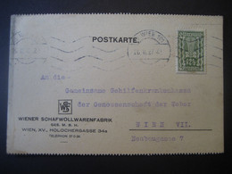 Österreich 1. Republik 1922/24- Postkarte An Die Gehilfen-Krankenkasse Wien VII, MiNr. 368 - Brieven En Documenten