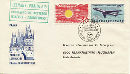 TSCHECHOSLOWAKEI 1966 Helikopter-Zubringer-Erstflug LETNANY - PRAG - FRANKFURT - Airmail