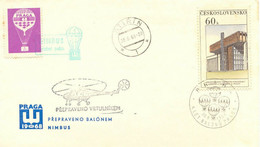 TSCHECHOSLOWAKEI 1968 PRAGA Ballonpostbeleg Mit NIMBUS Und HUBSCHRAUBER Geflogen - Luchtpost
