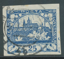 TSCHECHOSLOWAKEI 1918 Hradschin 25 H Blau Ungezähnt, ABART: Farbklecksen VFU - Abarten Und Kuriositäten
