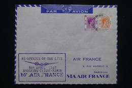 HONG KONG - Enveloppe Pour Paris En 1947 Par 1er Vol De Reprise De La Liaison Air France - L 93280 - Covers & Documents