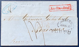 Russie Lettre 1855 De Moscou Pour Bordeaux Griffe AUS RUSSLAND + PORTO + Entrée Prusse Valenciennes TTB - ...-1857 Vorphilatelie