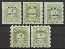 Portuguese Colonies 1917-21 5 Different Colonies Postage Due Stamps. MLH - Autres & Non Classés